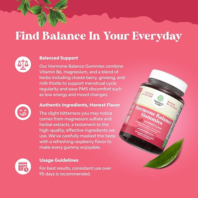 Hormone Balance for Women Gummies of All Ages - PMS Support Supplement for Women, Regulate Menstrual Cycle & Hormonal Balance, Menopause & Mood Swings with Vitamin B6 & Dong Quai - 60 Chews x2
