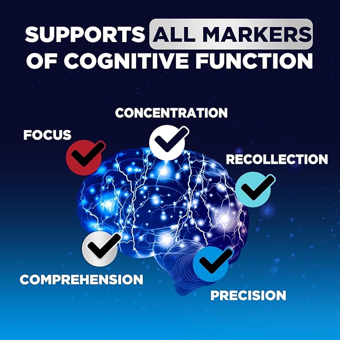 Brain Supplement Gummies for Concentration Memory & Focus Support - Brain Clarity Health with B6 B12, Phosphatidylserine, Coffee Extract, Nootropics Cognitive Vitamins for Adults - 60 Vegan Gummies