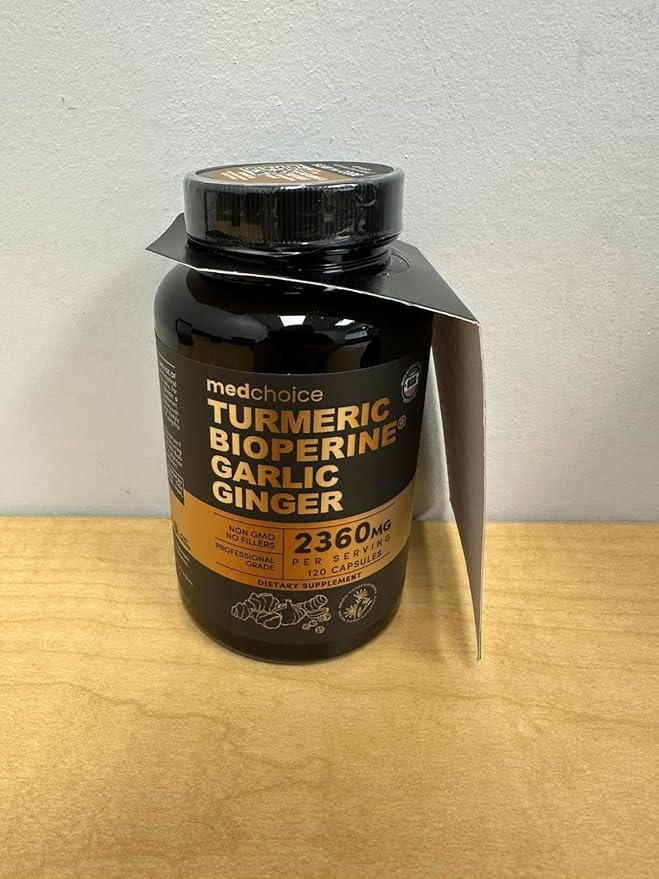 4-in-1 Turmeric and Garlic Supplements with Bioperine 2360 mg Turmeric Ginger Root Capsules with Garlic for Joint, Digestion & Immune Support (120 ct)