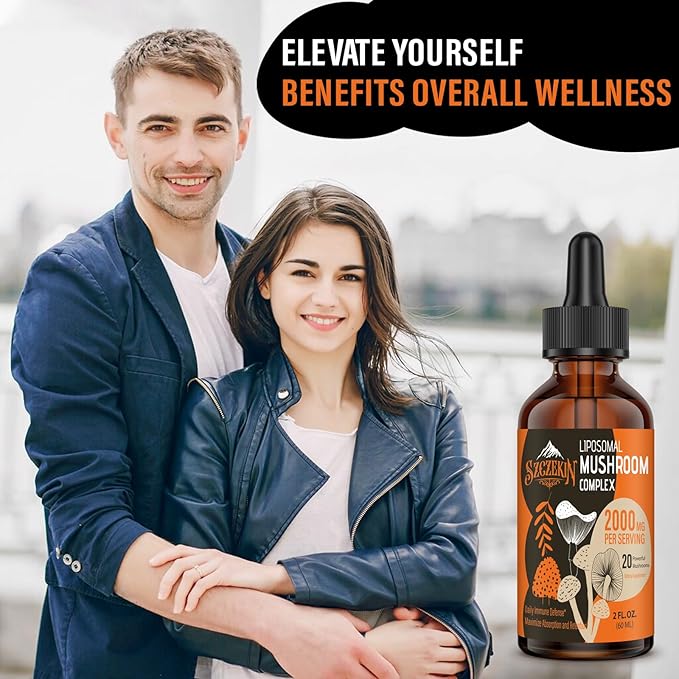Liposomal Mushroom Complex Drops 2000 MG - 20 Organic Mushroom Extracts - Advanced Liquid Formula for Immunity, Cognitive and Memory - Lions Mane Supplement, Reishi, Cordyceps, Chaga, 180 Servings