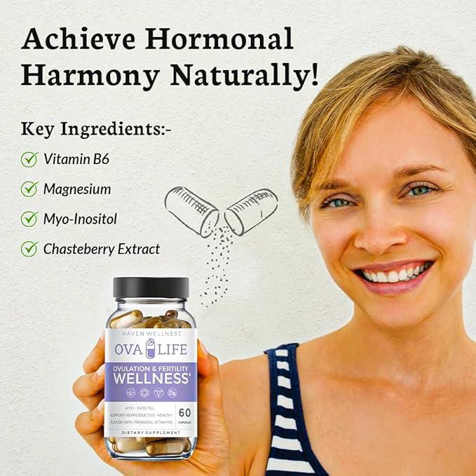 Fertility Supplements for Women - Hormone Balance & Ovarian Support -60 Capsules - Conception Vitamins with Folate - Pregnancy & Ovulation Support -22 Key Nutrients for Her Egg Quality