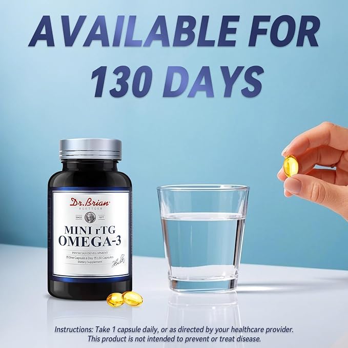 Dr.Brian Omega 3 Fish Oil 580mg per Pill, 3X Absorption rTG EPA DHA Omega 3 Supplement, Easy Swallow Mini Fish Oil Softgels for Heart, Brain, Eyes, Immune Healthy - Lemon Flavored, 130 Count