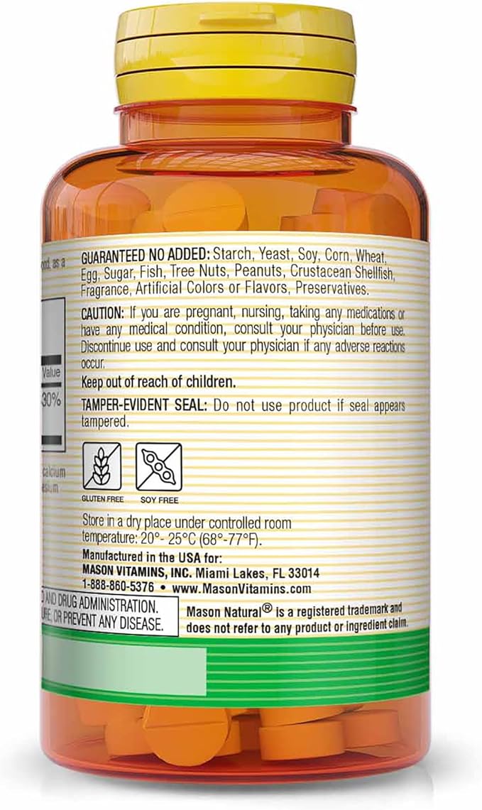 MASON NATURAL Folic Acid 800 mcg - Helps Nervous System Function, Daily Supplement for Health, Mood and Prenatal Care, for Women of Childbearing Age, 100 Tablets (Pack of 3)