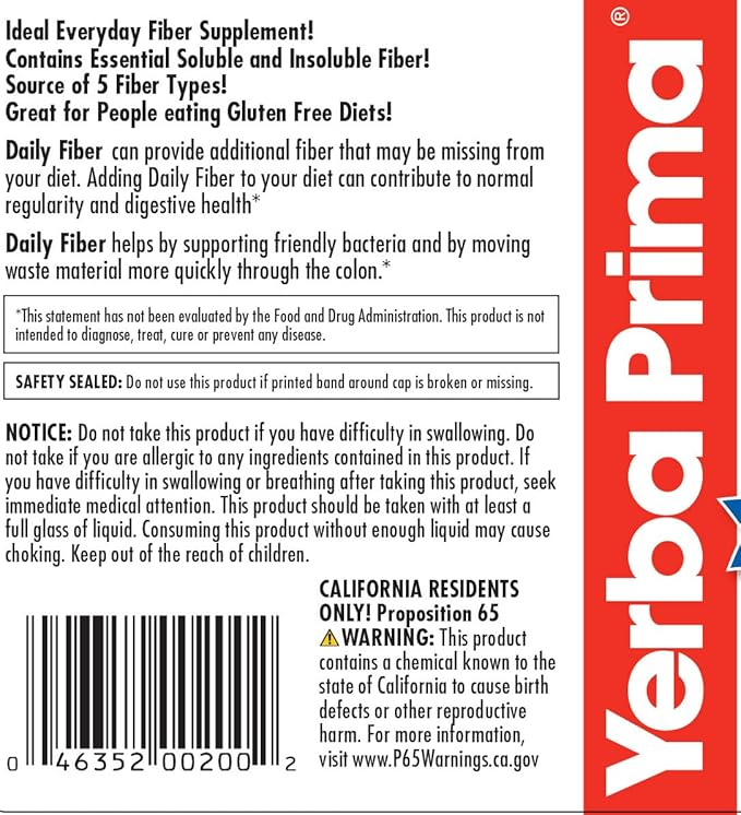 Yerba Prima Daily Fiber Formula Powder - 12 oz (Pack of 3) - Soluble & Insoluble Dietary Fiber Supplement - Colon Cleanse - Vegan, Non-GMO, Gluten-Free