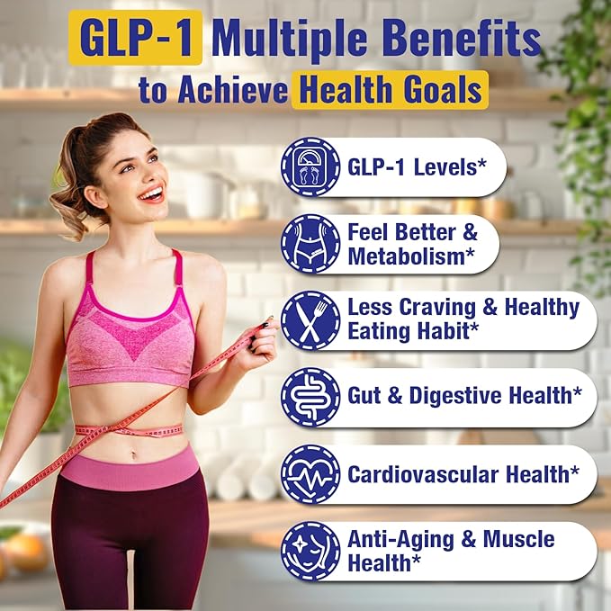 GLP-1 Supplement for Women & Men, Natural GLP-1 Support, 26 in 1 with Akkermansia Probiotic, Berberine, Inulin, Turmeric, HMB, GLP1 for GLP 1 Levels, Metabolism*, Digestive & Gut Health - 60 Count