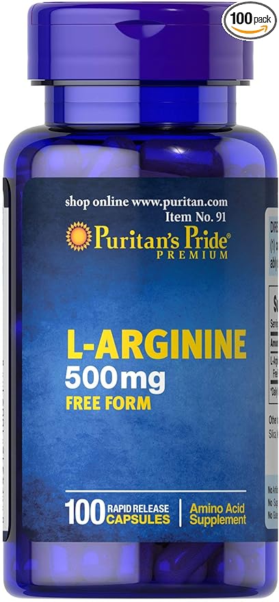 Puritan's Pride L-Arginine 500 mg, Heart Health Support, 100 Count
