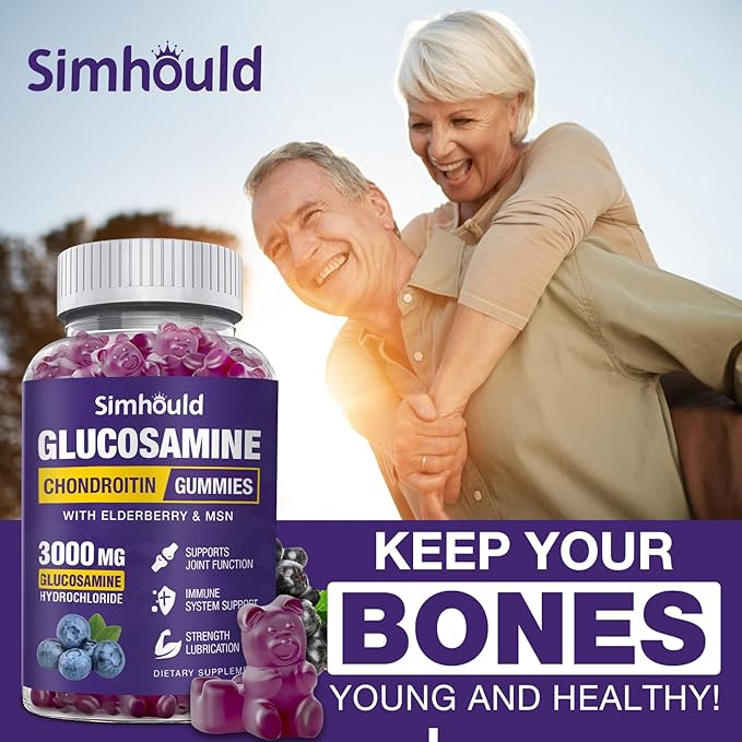 3 Packs Glucosamine Chondroitin Gummies - 3000MG Extra Strength Joint Support Supplement with MSM & Elderberry, Flexibility, Antioxidant Immune Support Gummy for Adults, Men & Women