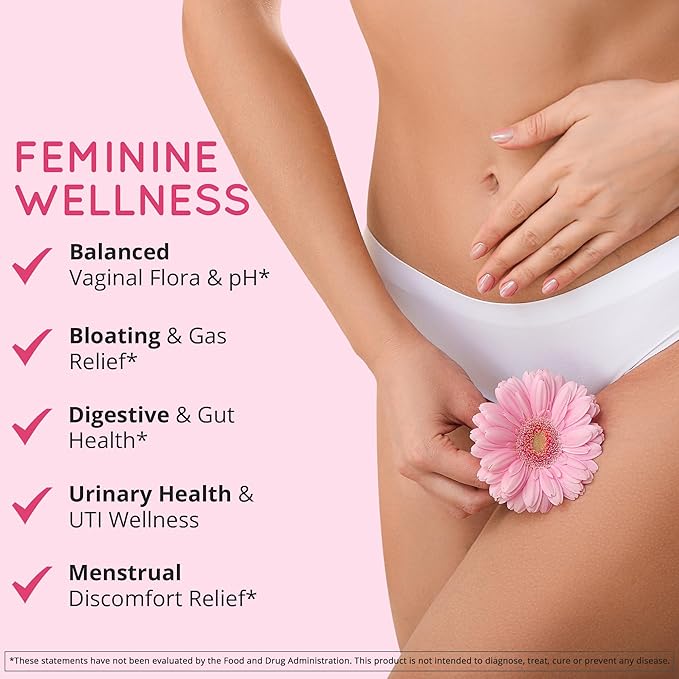 Vaginal Probiotics for Women - ph Balance for Women | Cranberry & D-Mannose | 10 Strains | BV, Yeast, Flora & Odor Control | Female Urinary Tract, Gut & Digestive Health Support Pills, 60 Ct