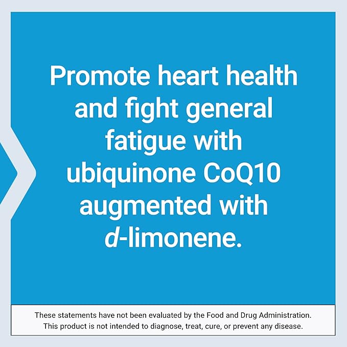 Life Extension CoQ10 (Ubiquinone) with d-Limonene – Heart Health, Fight General Fatigue, Better Absorption – Gluten-Free, Non-GMO – 60 Softgels
