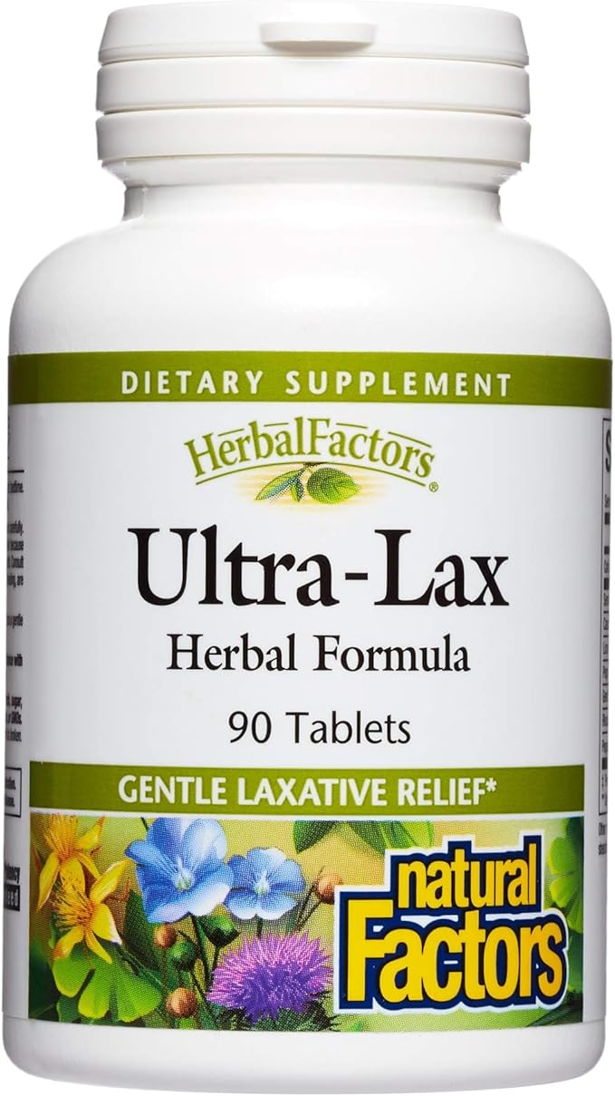 HerbalFactors by Natural Factors, Ultra-Lax Herbal Formula, Gently Supports Relief from Occasional Constipation, 90 tablets (90 servings)