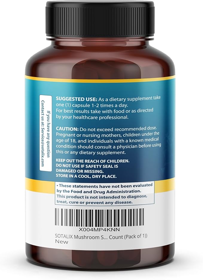 SOTALIX Mushroom Supplement 10 in 1 with Lion's Mane, Cordyceps, Reishi, Turkey Tail, for Immunity Booster, Memory, Strength and Energy - USA Made & Tested (150 Count (Pack of 1))