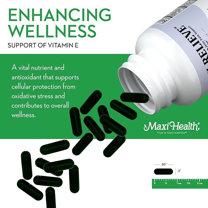 Maxi Health Relieve Joint Support Supplement with Turmeric and Boswellia Serrata, Quick-Acting Support After Exercise, Vegetarian Non-GMO Bone & Joint Health Supplement for Men & Women, 60 Capsules