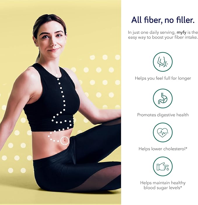 MyFy Natural Prebiotic Fiber Supplement Powder - Clear, Soluble, Daily Digestive Support for Gut Health & Regularity - Non-GMO, Taste-Free, Sugar-Free, Gluten-Free - 10.6oz (60 Servings)