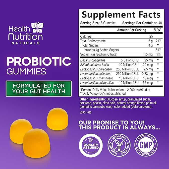 Probiotic Gummies for Digestive Health - Daily Probiotics for Women & Men Gummy, 5 Billion CFU Probiotics Supplement, Probiotic Strains Supports Immune, Vaginal, & Gut Health, Non-GMO - 120 Gummies