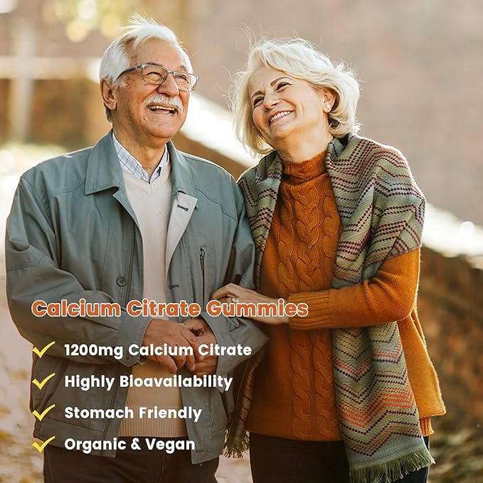 GONGOTA Calcium Citrate 1200mg with Vitamin D3 Gummies, Chewable Calcium for Bone, Muscle, Joints, Immune Support, Calcium Supplements for Women & Men,Sugar Free, Pineapple Flavor - 120 Gummies