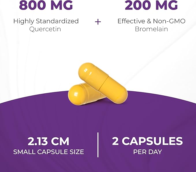 Sandhu's Bromelain with Quercetin Capsules for Men & Women | Supports Immunity, Bone Health and Quality Sleep | 120 Count