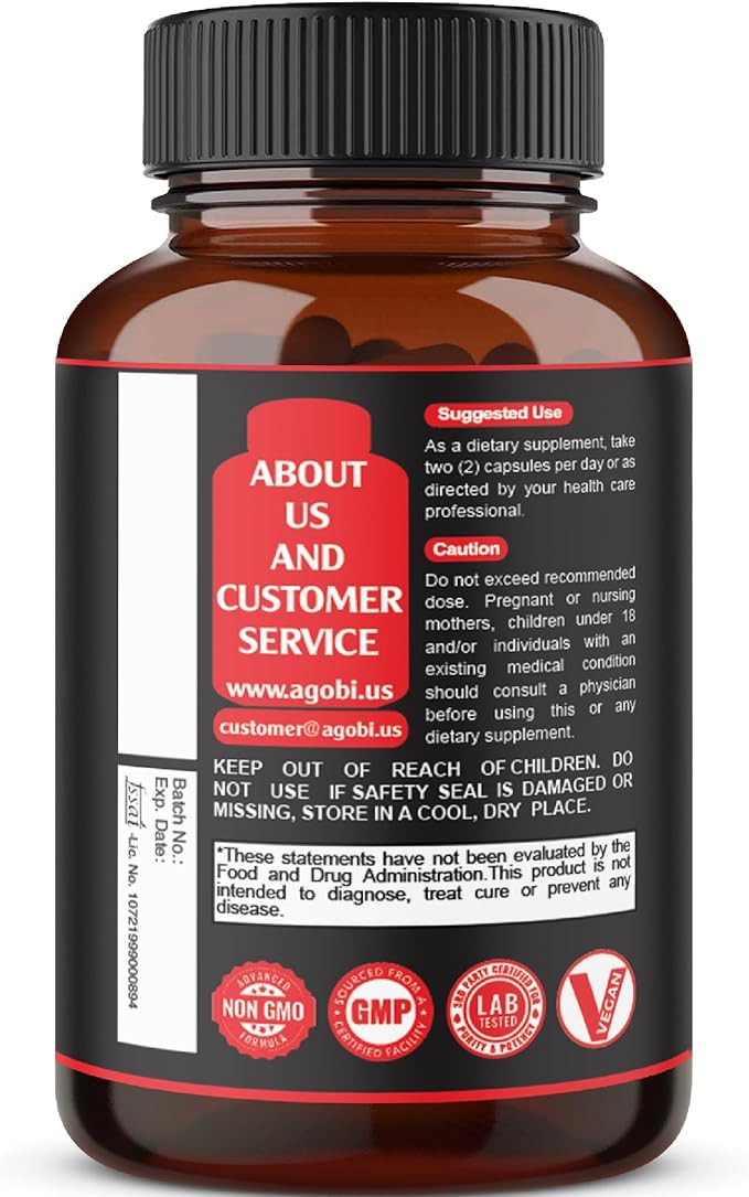 Testosterone Supplement for Men with Ashwagandha, Tribulus, Ginseng & More - 11 Herbs - Strength Support - 60 Vegan Capsules 1 Month Supply