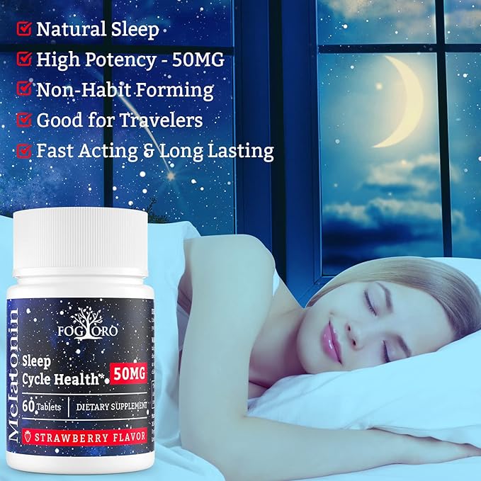 Fogoro Powerful Melatonin -Fall Asleep Faster, Stay Asleep Longer,Easy to Take