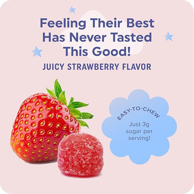 Magnesium Calming Gummies for Children | Strawberry | Relaxation & Natural Wake-Sleep Cycles | Relaxing Magnesium for Kids with Chamomile & Lemon Balm | Non-GMO, Gluten-Free | Calm Gummies 60ct