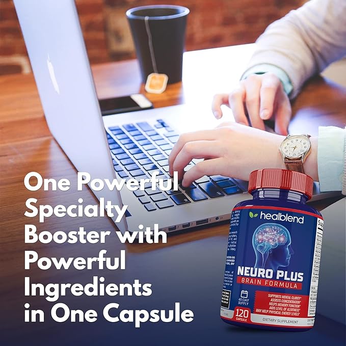 healblend Neuro Plus Brain & Focus Formula - Brain Booster Supplement, Supports Mental Clarity & Focus - Enhances Concentration & Mental Energy – 120 Capsules (2 Pack)