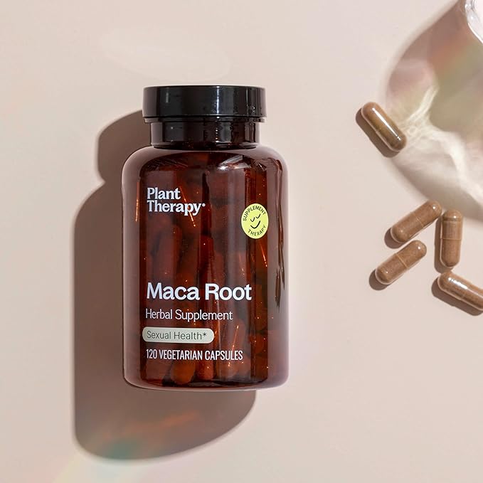 Plant Therapy Maca Root Capsules Manufactured in USA 4 Month Supply Supports Sexual Health, Mood Boosting, Energizing & Reduces Tension Supplements for Men & Women 120 Vegetarian Capsule