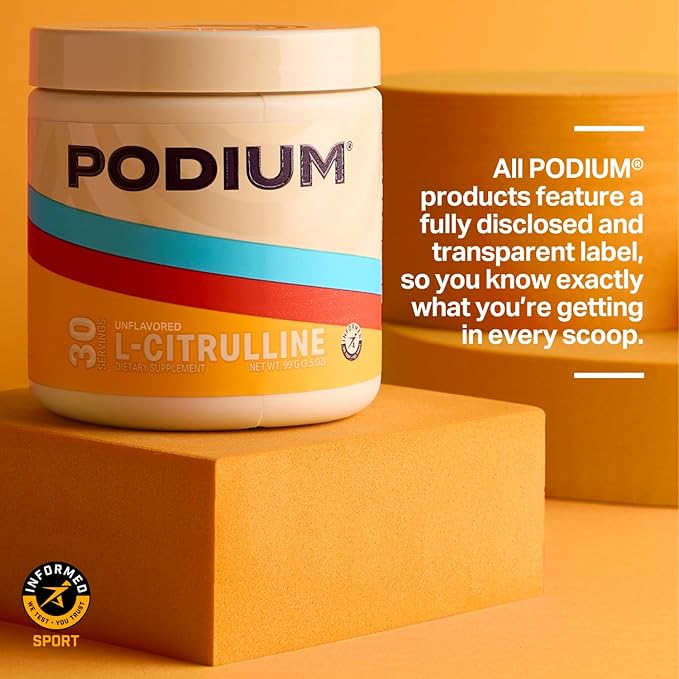Podium Nutrition, Solos | L-Citrulline, 30 Servings, Unflavored, Boost Athletic Performance