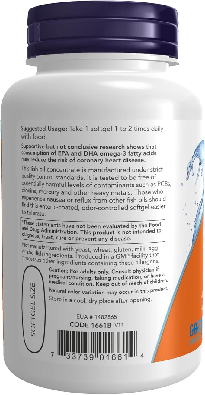 NOW Supplements, Ultra Omega-3 Molecularly Distilled and Enteric Coated, 90 Softgels (Pack of 2)