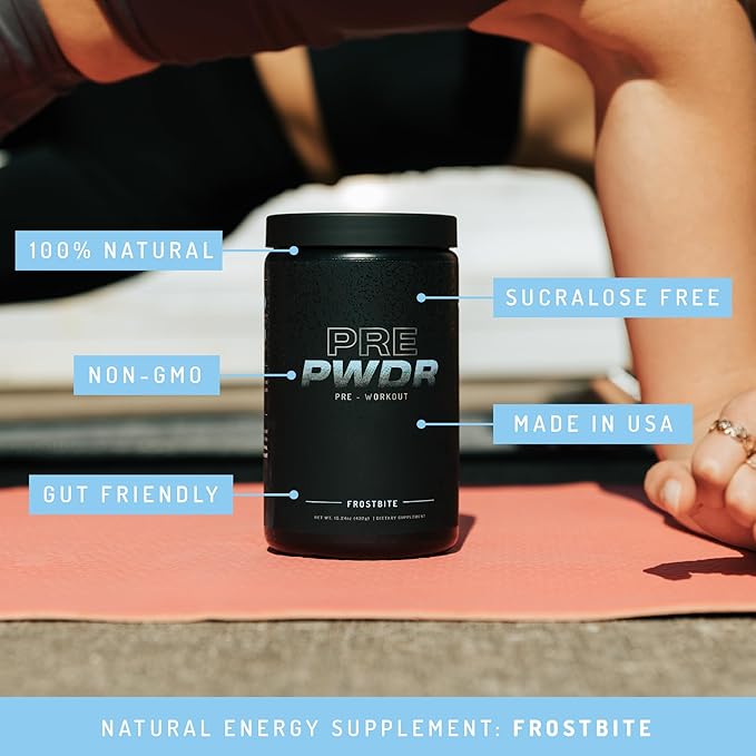 PWDRS Pre-Workout Powder, All Natural Pre Workout for Energy, Pump, Endurance & Strength, with Caffeine (Frostbite)