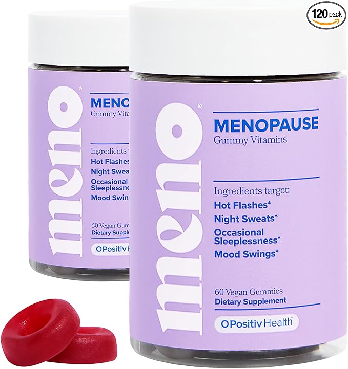 O Positiv MENO Gummies for Menopause, 30 Servings (Pack of 2) - Hormone-Free Supplements for Women with Black Cohosh & Ashwagandha KSM-66 - Helps Alleviate Hot Flashes, Night Sweats, & Mood Swings