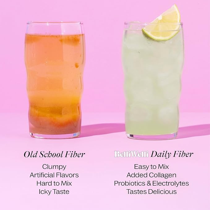Daily Fiber Supplement Packets with Collagen, Probiotics & Electrolytes | Single Serve Travel Packets for Gut Health, Digestion & Debloating | Watermelon | 10 Count