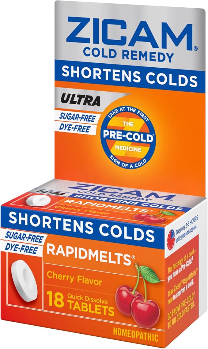Zicam Cold Remedy Zinc Rapidmelts, Cherry Flavor, 18 Count (Pack of 1)
