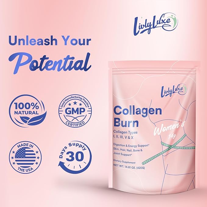 Collagen Burn Powder for Women - Weight Loss Supplements for Belly Fat Burning, Metabolism Booster, Designed for Effective and Healthier Fat Loss - 420g