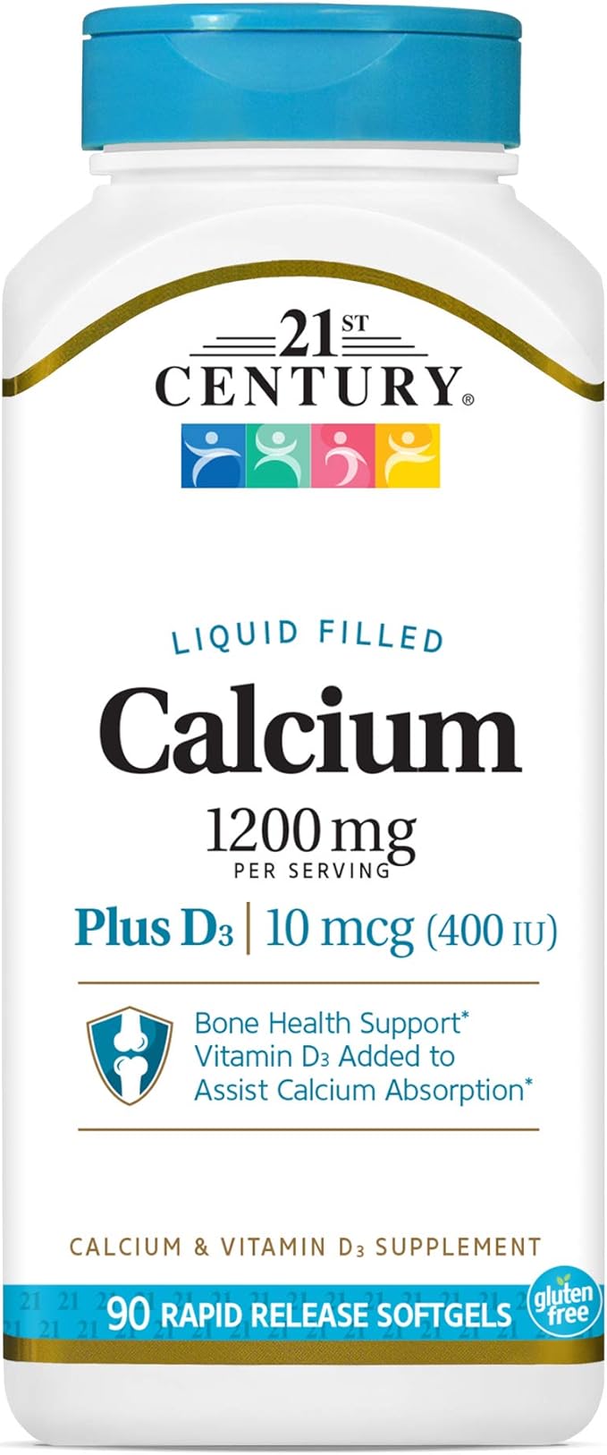 21st Century Calcium Plus D3 Liquid Filled Softgel, 1200 mg, 90 Count