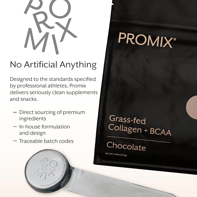 Promix Hydrolyzed Collagen Peptides with BCAA - Grass Fed Collagen for Bone, Skin, Nail, and Joint Support - 39 Servings