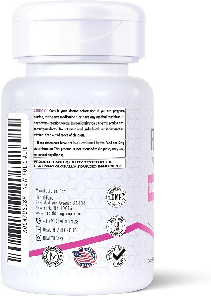 Folic Acid 1000mcg | 300 Veg Tablets | Vitamin B9 | Gluten-Free | Non-GMO | Made in USA