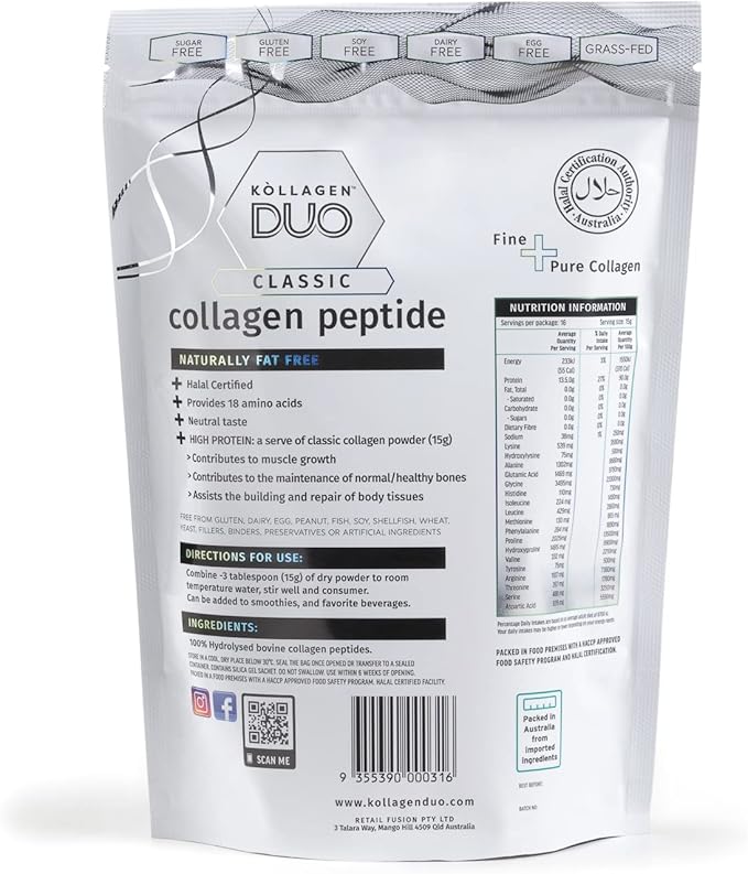 Premium Halal Collagen Protein Powder - Un-Flavored Protein Source Type I & III with 18 Amino Acids, Glycine Boost, for Skin Hair Nails - Collagen Supplement