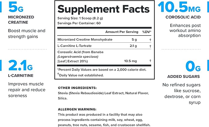 LEGION Recharge Post Workout Supplement - All Natural Muscle Builder & Recovery Drink with Micronized Creatine Monohydrate Naturally Sweetened & Flavored (Unflavored, 60 Servings, Pack of 1)