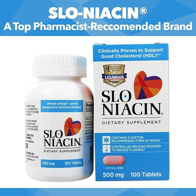 Kinara Slo Niacin 500mg Flush Free 100 Capsules/Tablets 6-Pack, Vitamin B3, Heart & Nutritional Health, Energy Production, Circulation, Skin Pill Organizer