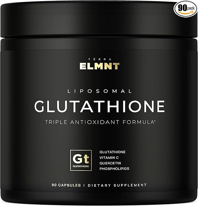 ELMNT 2150mg Super Liposomal Glutathione Supplement w. Vitamin C, Quercetin & Pure L Glutathione 2000mg Triple Action Formula Glutathione Liposomal Supplement w. Phospholipid Layer - 90 Pills, Non-GMO