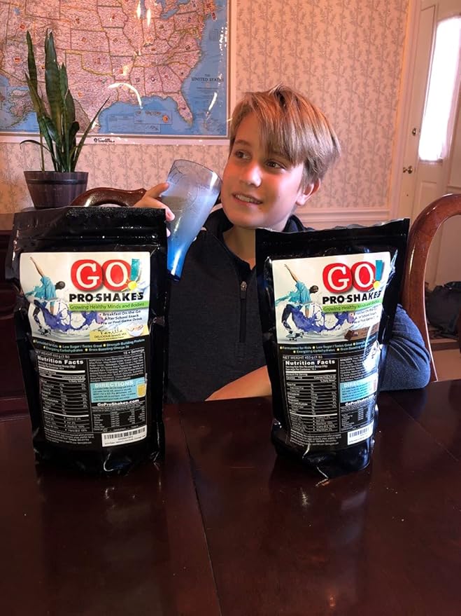 GO! Pro Shakes | Great Tasting Protein Powder Smoothie for Kids Teens | Growth Strength | Healthy Snack | Digestive Enzymes | No Added Sugar | Rich Delicious Taste | Nutrition Sports | Chocolate
