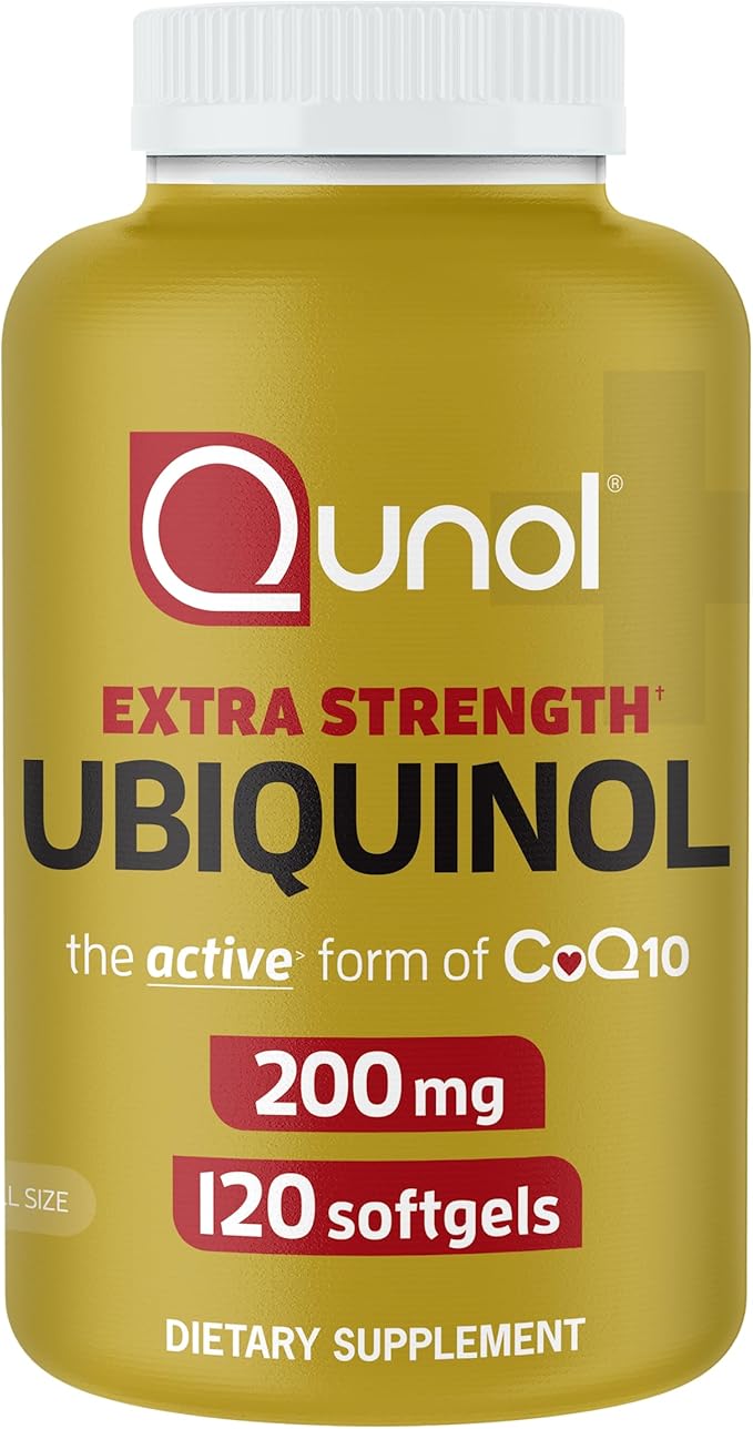 Qunol Ubiquinol CoQ10 200mg Softgels, Powerful Antioxidant for Heart and Vascular Health, Essential for Energy Production, Natural Supplement Active Form of CoQ10, 120ct Softgels