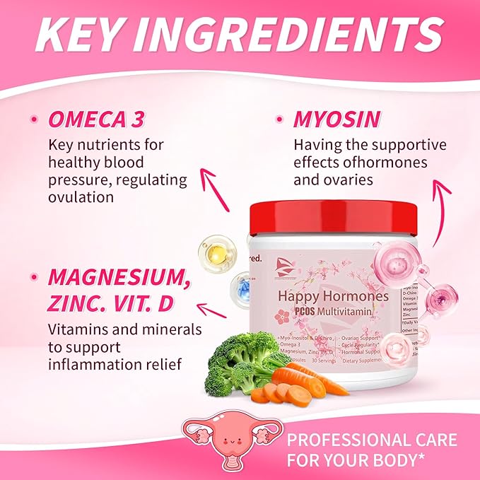 New Upgrade Happy Hormones PCOS Multivitamin,Hormone Balance for Women-Cycle Support Supplements-Menopause and Mood Support Supplement PMS Support for Women (2)