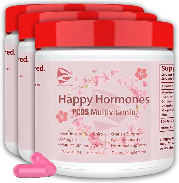 New Upgrade Happy Hormones PCOS Multivitamin,Hormone Balance for Women-Cycle Support Supplements-Menopause and Mood Support Supplement PMS Support for Women (3)