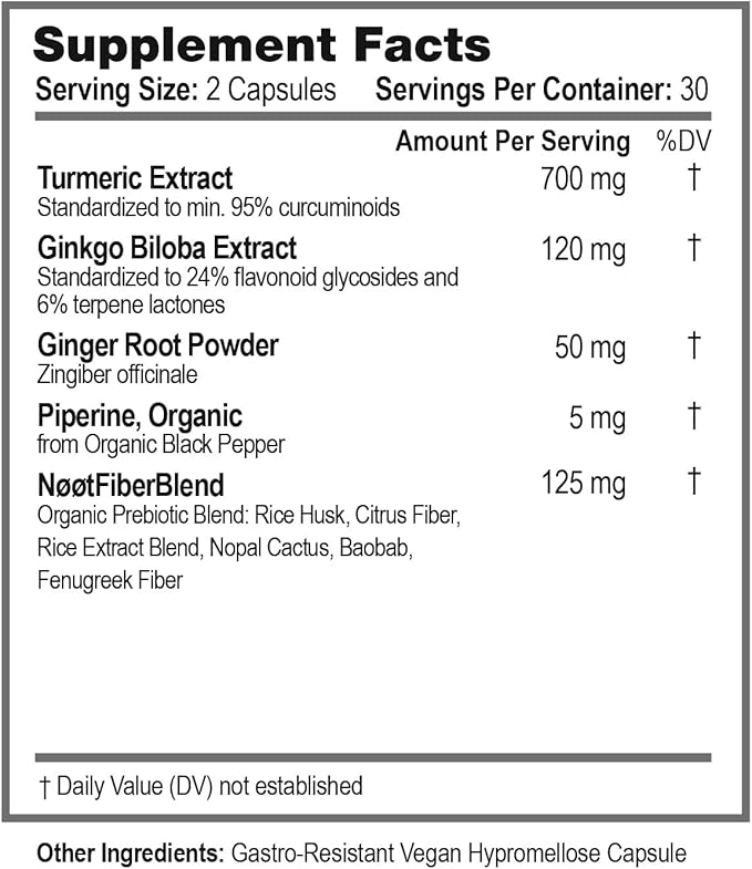 Neuro Flame - Ginkgo Biloba Supplement with Curcumin - Brain Supplements for Memory and Focus - 60 Capsules / 1 Month Supply