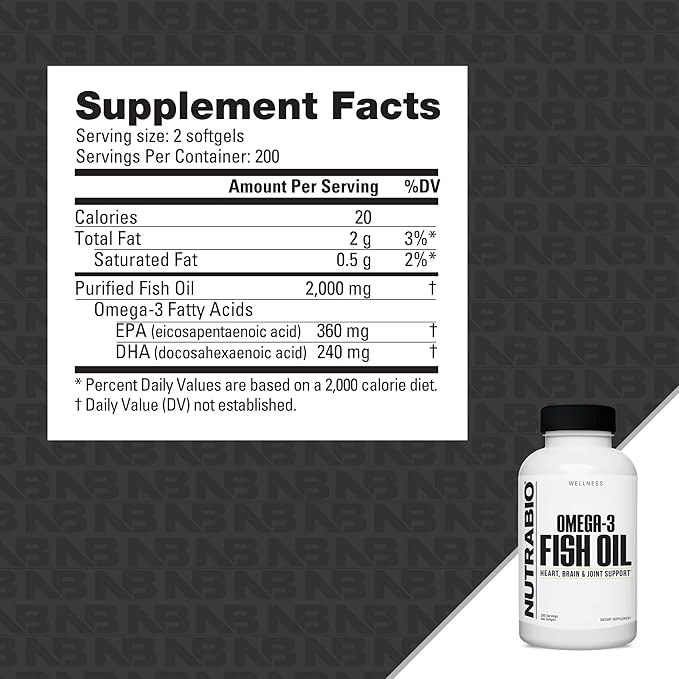NutraBio Omega 3 Fish Oil Supplements, 2,000mg, 400 Softgels - EPA DHA Omega 3 Fatty Acid Supplement to Help Support a Healthy Heart