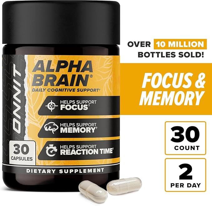 ONNIT Alpha Brain (120ct) - Over 1 Million Bottles Sold - Premium Nootropic Brain Supplement - Focus, Concentration & Memory - Alpha GPC, L Theanine & Bacopa Monnieri