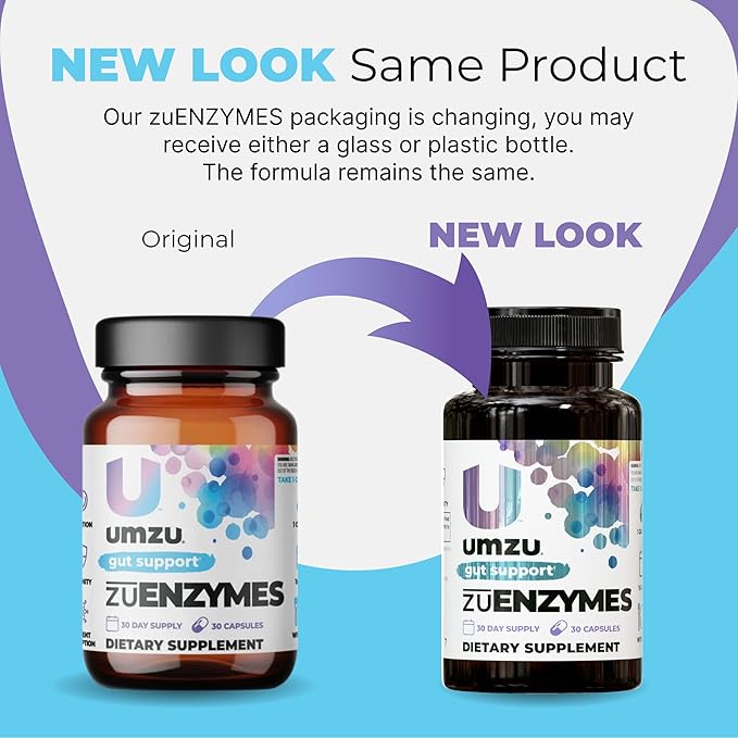 UMZU ZuEnzymes Digestive Enzymes Supplement | 21 Enzymes for Gut Health Support, Digestion & Nutrient Absorption | Helps Break Down Lactose, Carbs, Proteins & Fats (30 Day Supply | 30 Capsules)