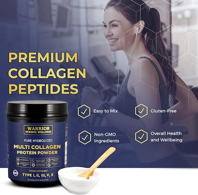 Pure Hydrolyzed Multi Collagen Protein Powder, Collagen Powder, Boost Energy, for Aging Skin Elasticity, Hair & Nails Growth Support, Joint Health (Unflavored)