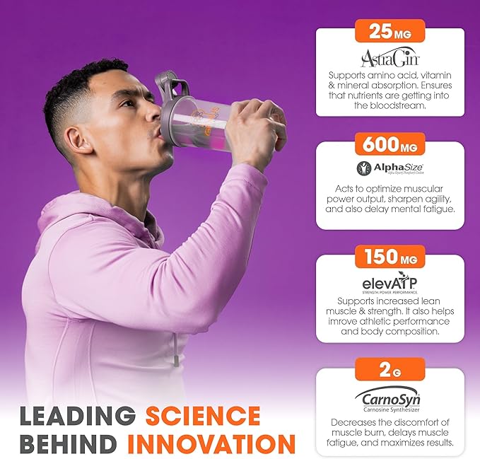 Genius Pre Caffeine-Free Pre Workout Boosted Energy, Focus, Performance Nootropic Formula AlphaSize, Citrulline Malate, CarnoSyn Beta Alanine Endurance, Stamina, Recovery, 20 Servings - Grape Limeade