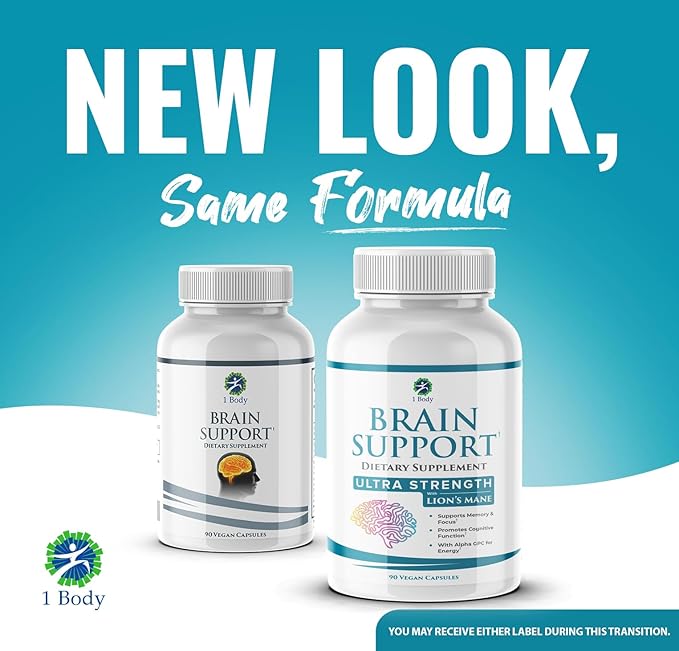 1 Body Brain Support Triple Pack, Alpha GPC and Lion's Mane Extract, 90 Capsules Each